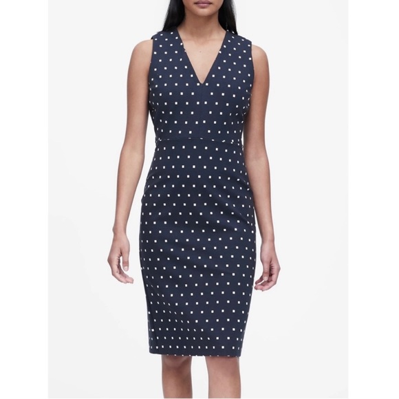 Banana Republic Ponte Polka Dot Sheath Dress Size 0 - Picture 1 of 11